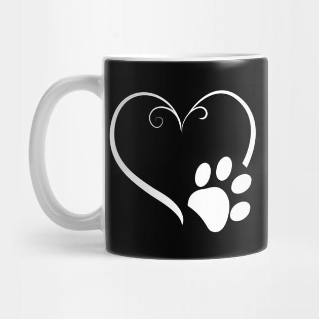 Dog paw prints with heart white by GULSENGUNEL